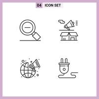 Universal Icon Symbols Group of 4 Modern Filledline Flat Colors of less open search less announcement global Editable Vector Design Elements