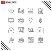 User Interface Pack of 16 Basic Outlines of ui out photo minus pestle Editable Vector Design Elements