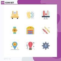 9 Flat Color concept for Websites Mobile and Apps phone smart watch process watch scale Editable Vector Design Elements