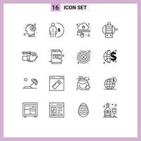 16 Thematic Vector Outlines and Editable Symbols of technology engine money electric mouse Editable Vector Design Elements