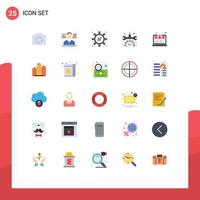 25 Universal Flat Color Signs Symbols of building money marketing campaign internet maintenance Editable Vector Design Elements