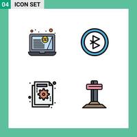 Mobile Interface Filledline Flat Color Set of 4 Pictograms of customer failure bluetooth analysis celebration Editable Vector Design Elements