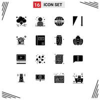 Pictogram Set of 16 Simple Solid Glyphs of house sorting study time sort web Editable Vector Design Elements