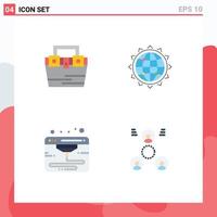 User Interface Pack of 4 Basic Flat Icons of bag optimization material globe web Editable Vector Design Elements