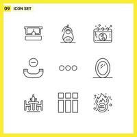 Mobile Interface Outline Set of 9 Pictograms of chating hang up russia handset mandarin Editable Vector Design Elements