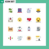 Set of 16 Modern UI Icons Symbols Signs for bug king report father crown Editable Pack of Creative Vector Design Elements