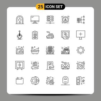 paquete de 25 creativo líneas de seguro web servidor objetivo cliente imac objetivo servidor editable vector diseño elementos