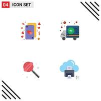 User Interface Pack of 4 Basic Flat Icons of cards sweet life shipping food Editable Vector Design Elements