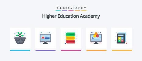 Academy Flat 5 Icon Pack Including calculator. add. books. study. computer. Creative Icons Design vector