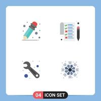 Flat Icon Pack of 4 Universal Symbols of pencil snowflake paper tool 5 Editable Vector Design Elements