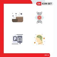 Pack of 4 Modern Flat Icons Signs and Symbols for Web Print Media such as bowl comment infrastructure vision message Editable Vector Design Elements