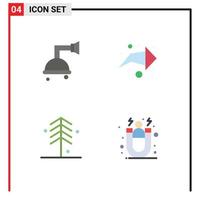 Mobile Interface Flat Icon Set of 4 Pictograms of bathroom tree arrow forest customer Editable Vector Design Elements