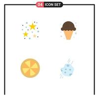 Set of 4 Modern UI Icons Symbols Signs for night citrus stare ice orange Editable Vector Design Elements