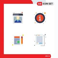 4 Universal Flat Icons Set for Web and Mobile Applications business write support details chat Editable Vector Design Elements