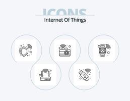 Internet de cosas línea icono paquete 5 5 icono diseño. iot señal. música. red. comunicación vector