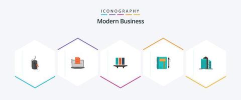 Modern Business 25 Flat icon pack including folders. database. online. data. files vector