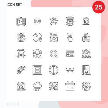 grupo de 25 moderno líneas conjunto para usuario descuento ui en línea apoyo editable vector diseño elementos