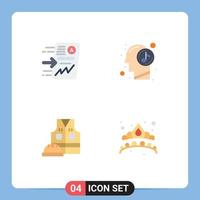 4 Universal Flat Icons Set for Web and Mobile Applications file labour jacket progress mind labor Editable Vector Design Elements