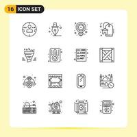 Group of 16 Outlines Signs and Symbols for tool funnel idea filter real estate Editable Vector Design Elements