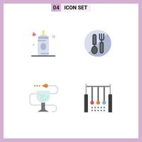 Modern Set of 4 Flat Icons and symbols such as feeder fitness food spoon medicine Editable Vector Design Elements