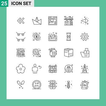 User Interface Pack of 25 Basic Lines of right arrow web building real Editable Vector Design Elements
