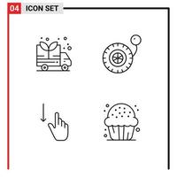 Group of 4 Filledline Flat Colors Signs and Symbols for energy gestures pressure down candy Editable Vector Design Elements