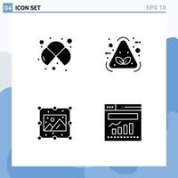 Set of 4 Modern UI Icons Symbols Signs for atoms creative study garbage picture Editable Vector Design Elements