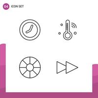 Group of 4 Modern Filledline Flat Colors Set for clock wheel internet of things thermometer next Editable Vector Design Elements