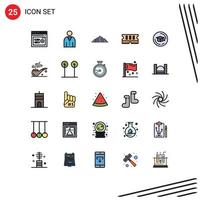 Stock Vector Icon Pack of 25 Line Signs and Symbols for cap memory user hardware mountain Editable Vector Design Elements