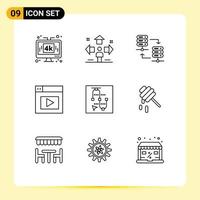 Set of 9 Modern UI Icons Symbols Signs for mouse design man web server rack Editable Vector Design Elements