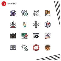 16 Thematic Vector Flat Color Filled Lines and Editable Symbols of lab flask chemical flask medicine ireland flag Editable Creative Vector Design Elements
