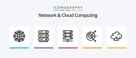 Network And Cloud Computing Line 5 Icon Pack Including tecnology. laptop. protection. technology. network. Creative Icons Design vector