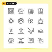 Set of 16 Modern UI Icons Symbols Signs for luxury jewelry online jewelry share Editable Vector Design Elements