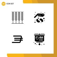 User Interface Pack of 4 Basic Solid Glyphs of cereal crypto agriculture seed business Editable Vector Design Elements