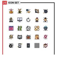 Set of 25 Modern UI Icons Symbols Signs for construction threat night bomb designing tool Editable Vector Design Elements