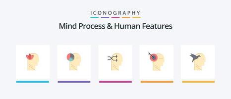 Mind Process And Human Features Flat 5 Icon Pack Including imaginaton. target. mental chang. precision. arrow. Creative Icons Design vector
