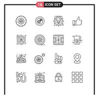 Editable Vector Line Pack of 16 Simple Outlines of people like gear good appriciate Editable Vector Design Elements