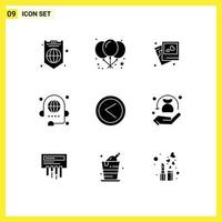 Modern Set of 9 Solid Glyphs Pictograph of interface global love discussion communication Editable Vector Design Elements