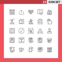 Set of 25 Modern UI Icons Symbols Signs for love merraige heart ring delete Editable Vector Design Elements