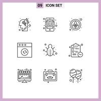 Pack of 9 creative Outlines of internet sync learning mac lys Editable Vector Design Elements