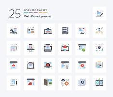 Web Development 25 Flat Color icon pack including management. data. web. web. server vector