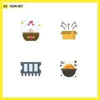 4 Universal Flat Icons Set for Web and Mobile Applications basket product easter box memory Editable Vector Design Elements