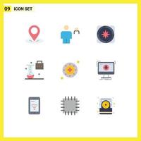 User Interface Pack of 9 Basic Flat Colors of science portfolio science education gps new science concepts travel Editable Vector Design Elements