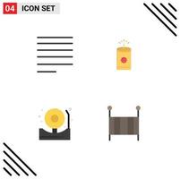 Set of 4 Modern UI Icons Symbols Signs for align fire candle alarm child Editable Vector Design Elements