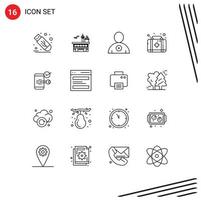 Outline Pack of 16 Universal Symbols of lock box transport kit user Editable Vector Design Elements