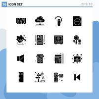 Set of 16 Commercial Solid Glyphs pack for green energy bluetooth file delete Editable Vector Design Elements