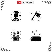 Group of 4 Solid Glyphs Signs and Symbols for avatar investment welder camping fund Editable Vector Design Elements