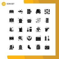 25 Thematic Vector Solid Glyphs and Editable Symbols of maze star business important setting Editable Vector Design Elements