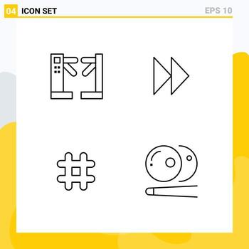 Set of 4 Vector Filledline Flat Colors on Grid for access hash tag underground media twitter Editable Vector Design Elements