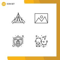 User Interface Pack of 4 Basic Filledline Flat Colors of tent photo campsite home seo Editable Vector Design Elements